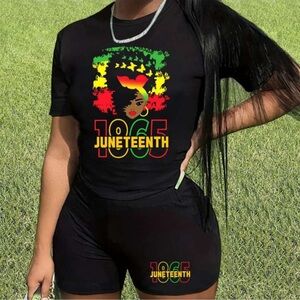 Juneteenth Graphic Black Two-Piece Set